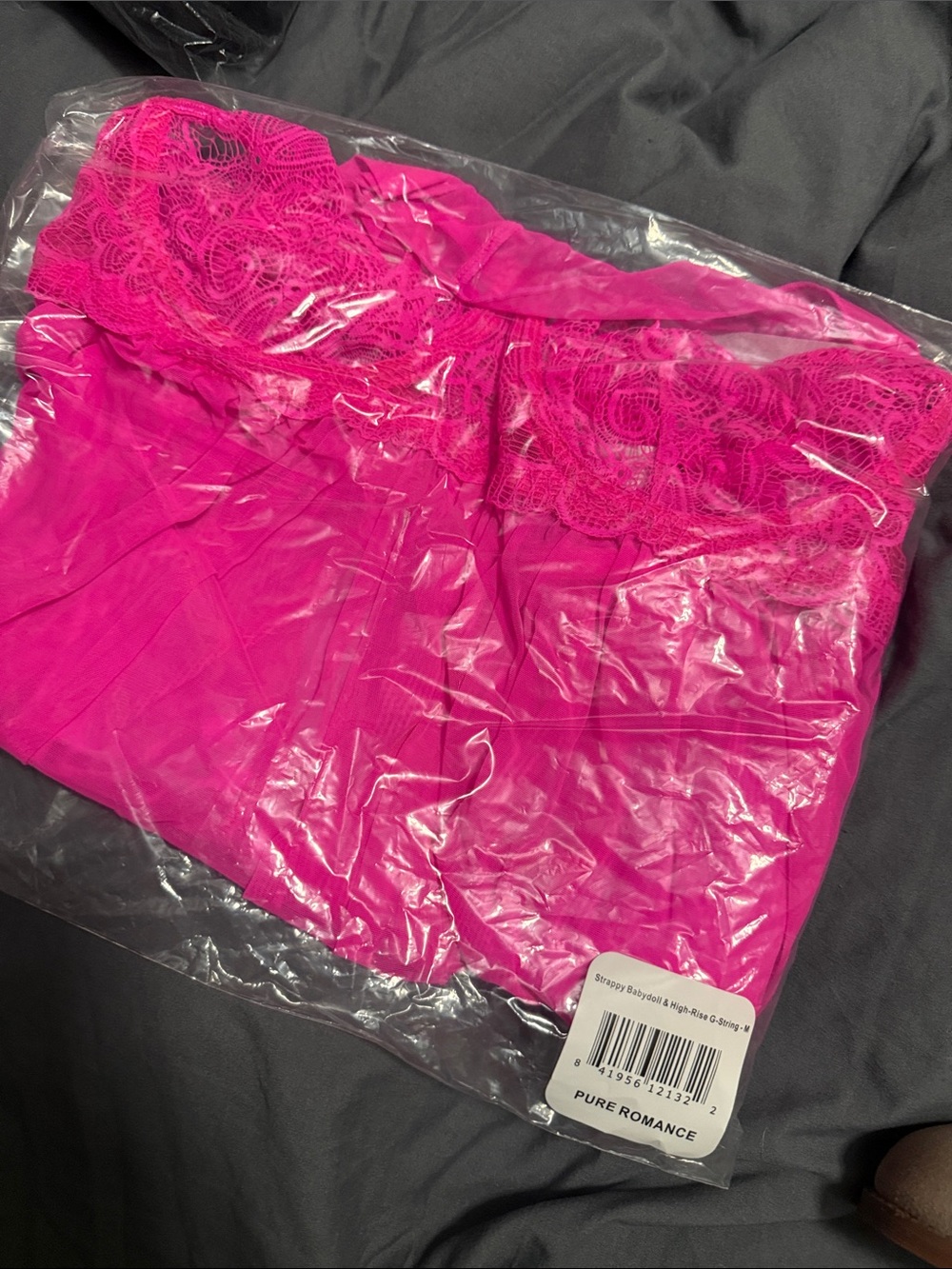 Bright Pink Lace babydoll medium